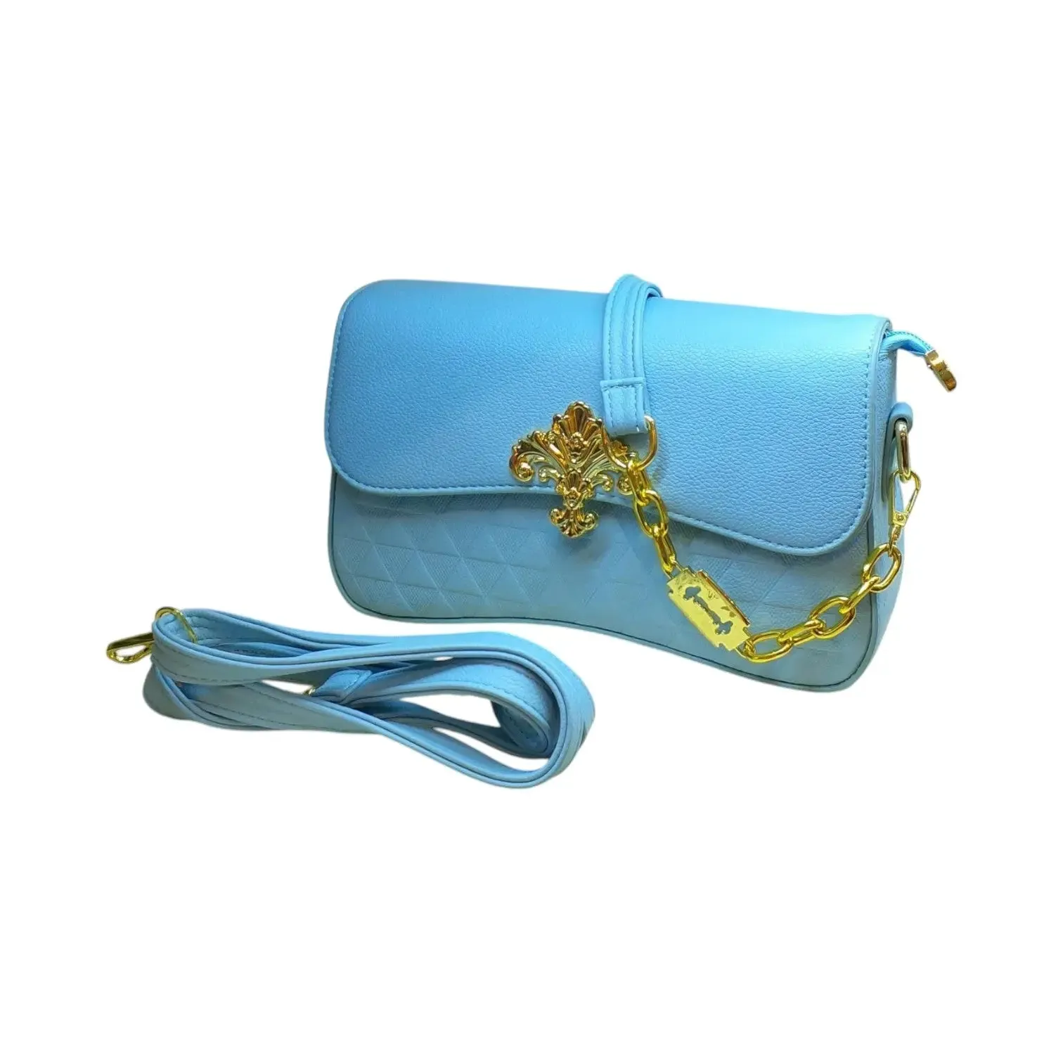 Small Leather Crossbody Bag with Gold Detailing