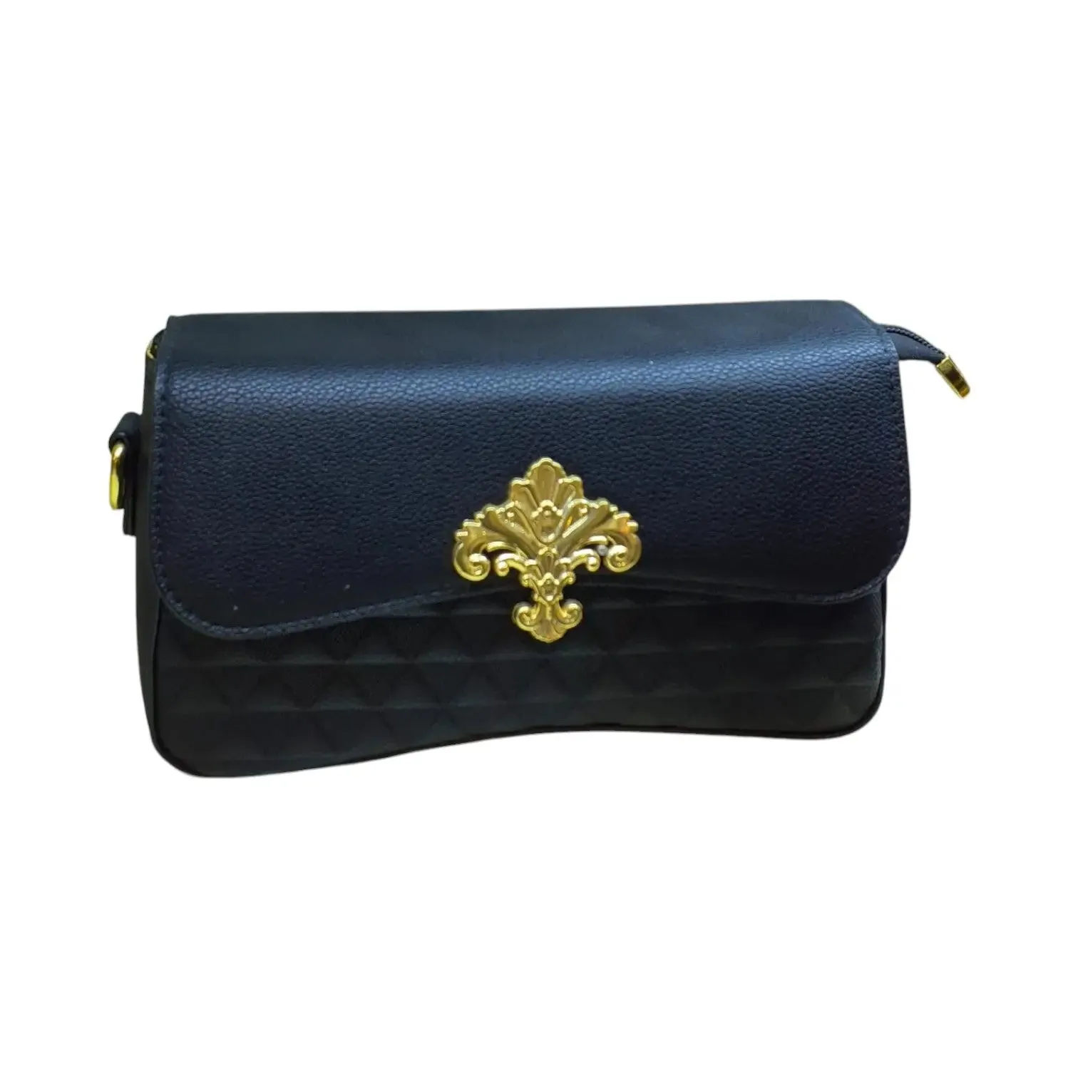 Small Leather Crossbody Bag with Gold Detailing