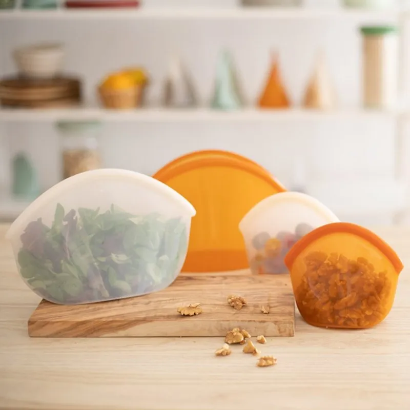 Small Reusable Silicone Food Storage Bag - Amber