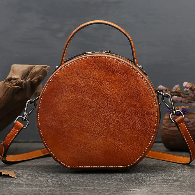 Small Womens Squirrel Pattern Round Leather Bag Shoulder Handbags For Women