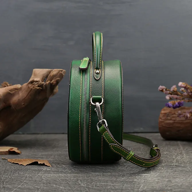 Small Womens Squirrel Pattern Round Leather Bag Shoulder Handbags For Women