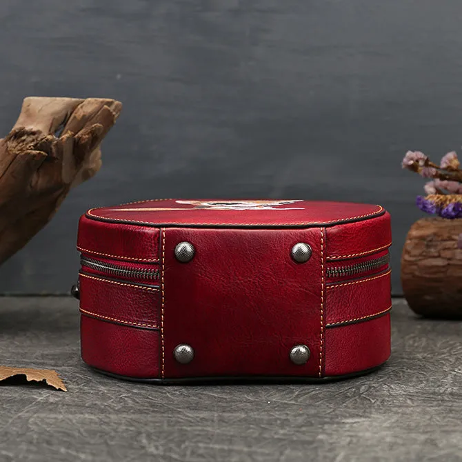 Small Womens Squirrel Pattern Round Leather Bag Shoulder Handbags For Women