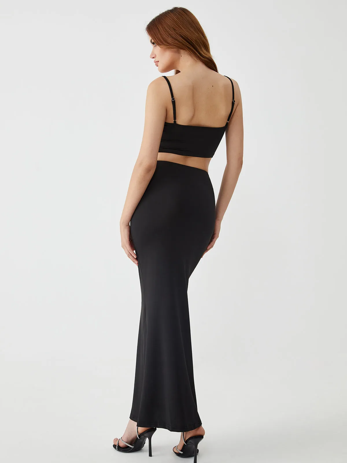 Solid Backless Graceful Two-Piece Skirt Set