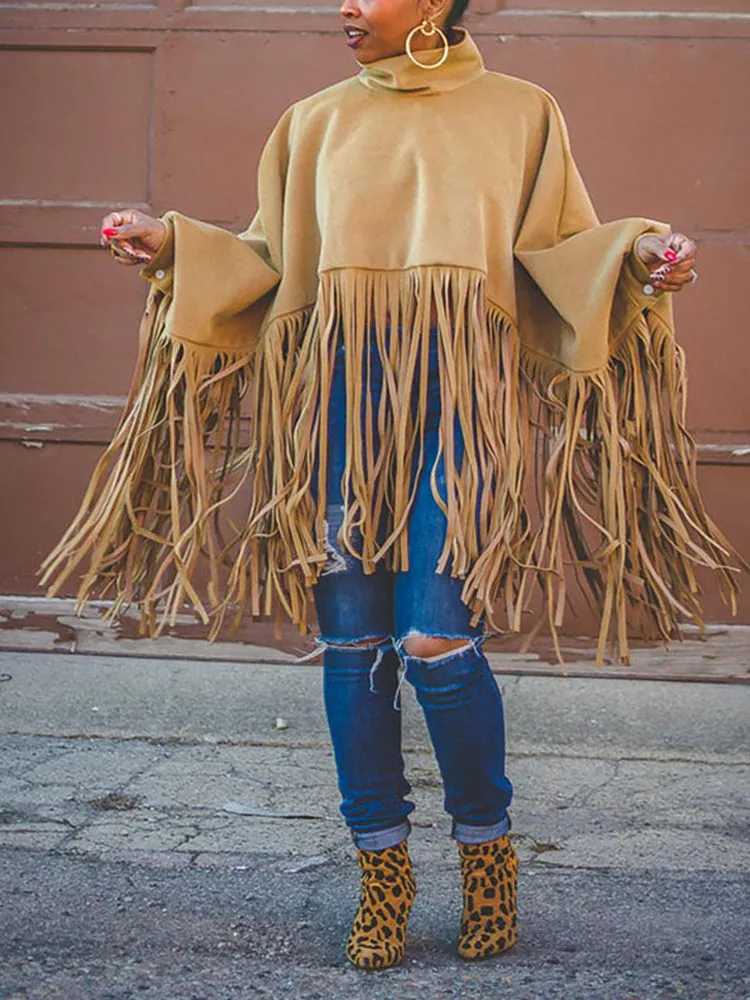 Solid Flounce Graceful Turndown Collar Coat