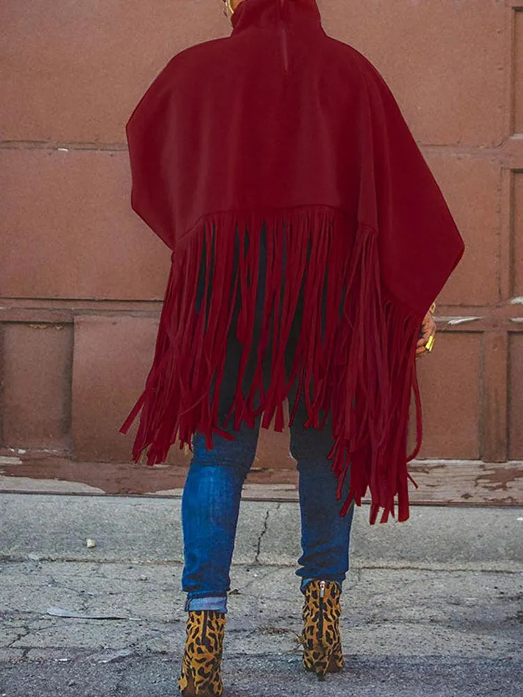 Solid Flounce Graceful Turndown Collar Coat