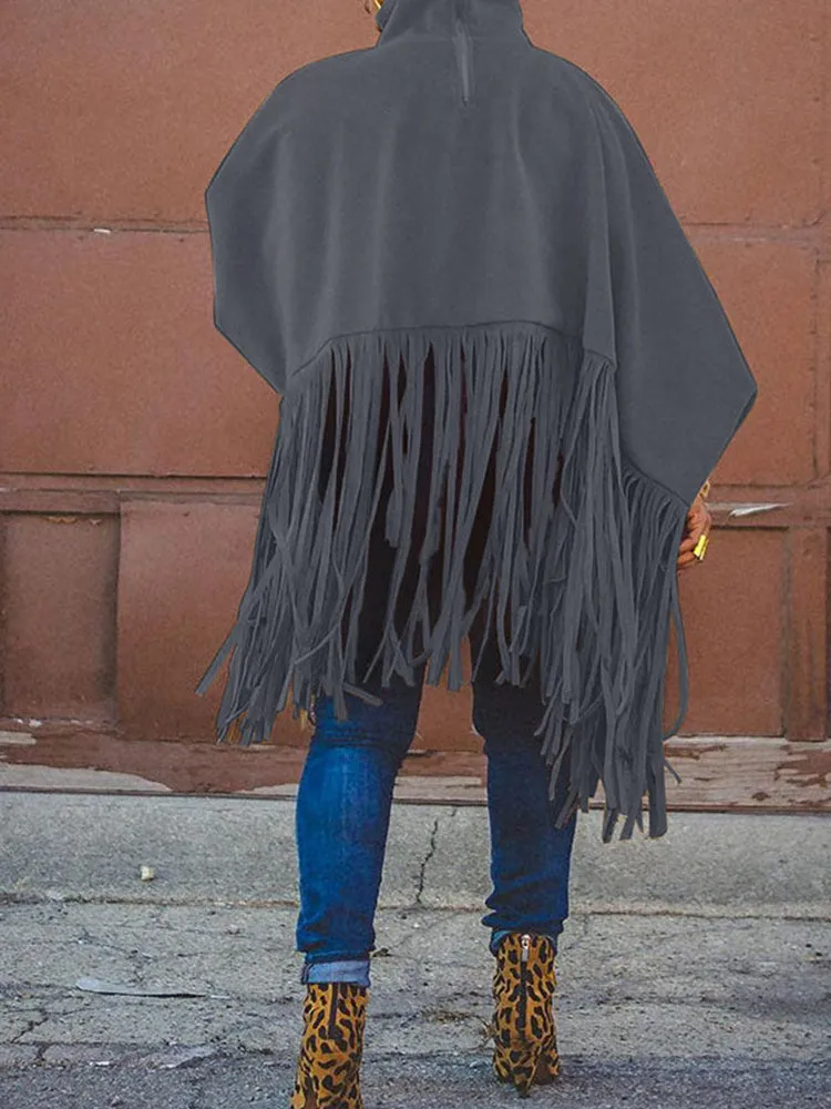 Solid Flounce Graceful Turndown Collar Coat
