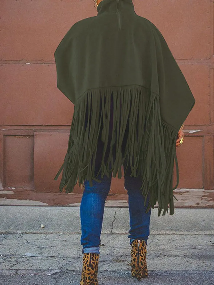 Solid Flounce Graceful Turndown Collar Coat
