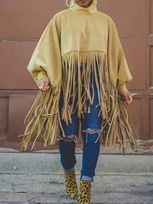 Solid Flounce Graceful Turndown Collar Coat
