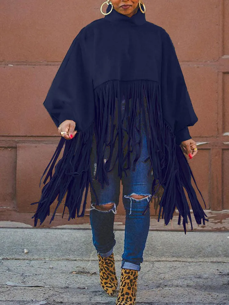 Solid Flounce Graceful Turndown Collar Coat