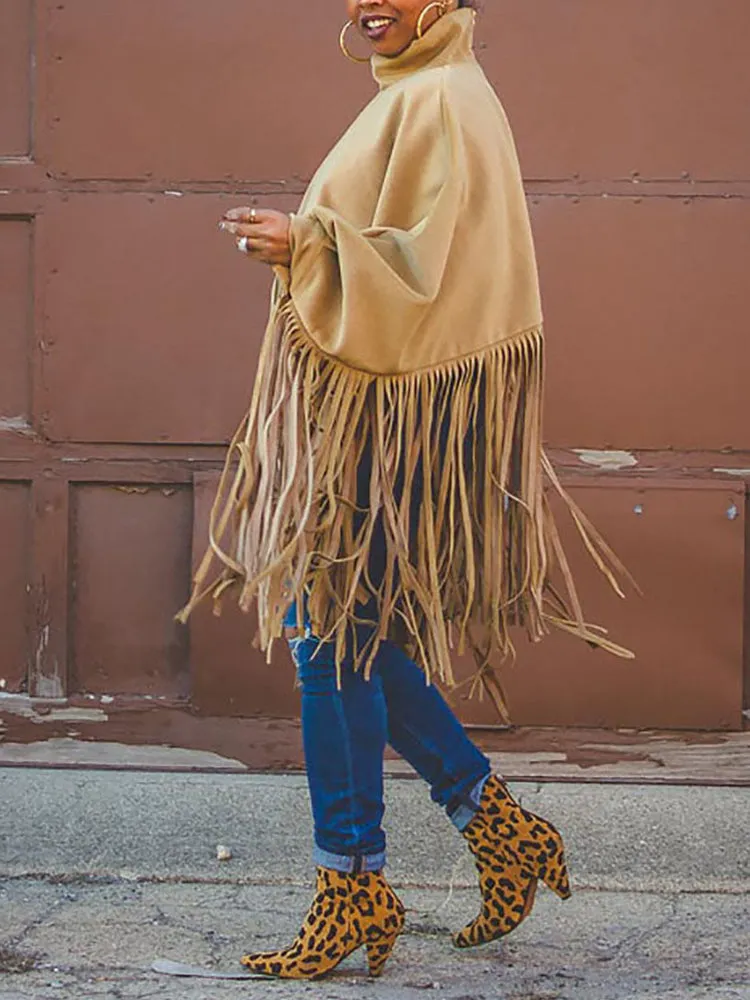 Solid Flounce Graceful Turndown Collar Coat