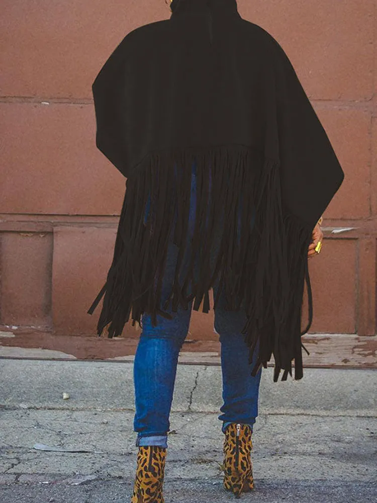 Solid Flounce Graceful Turndown Collar Coat