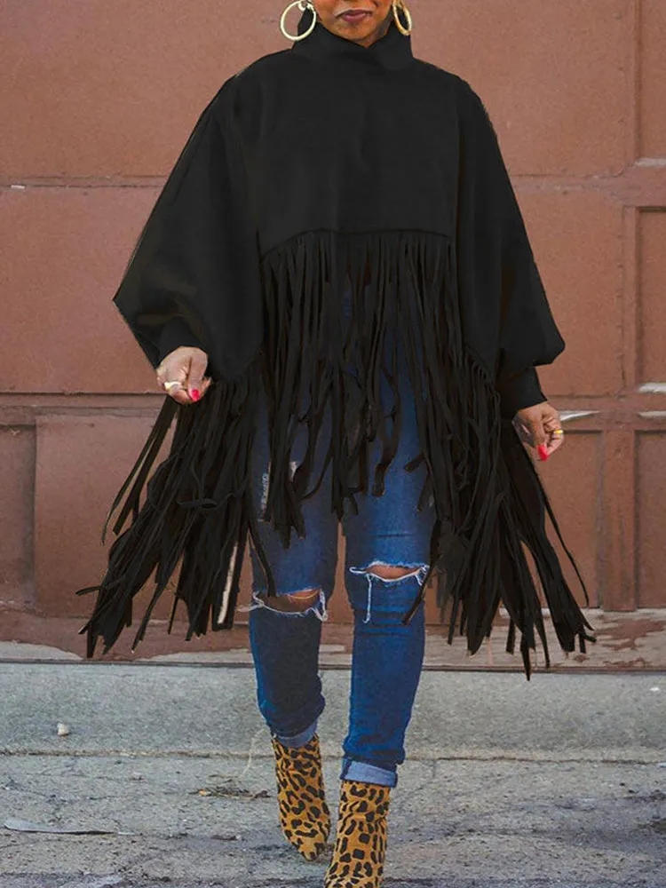 Solid Flounce Graceful Turndown Collar Coat