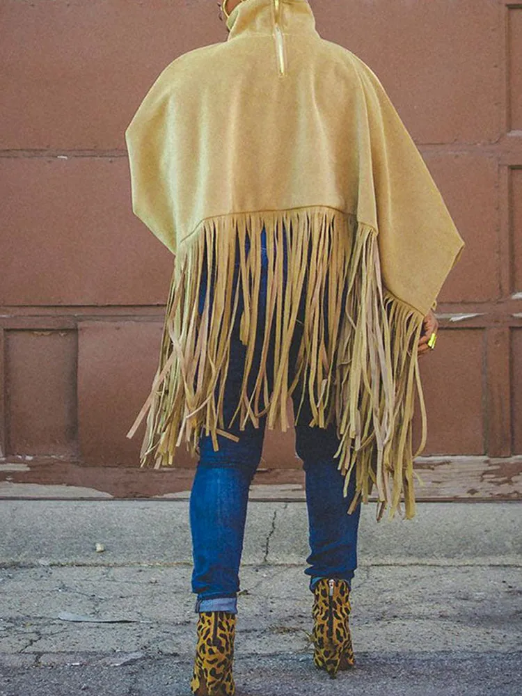 Solid Flounce Graceful Turndown Collar Coat