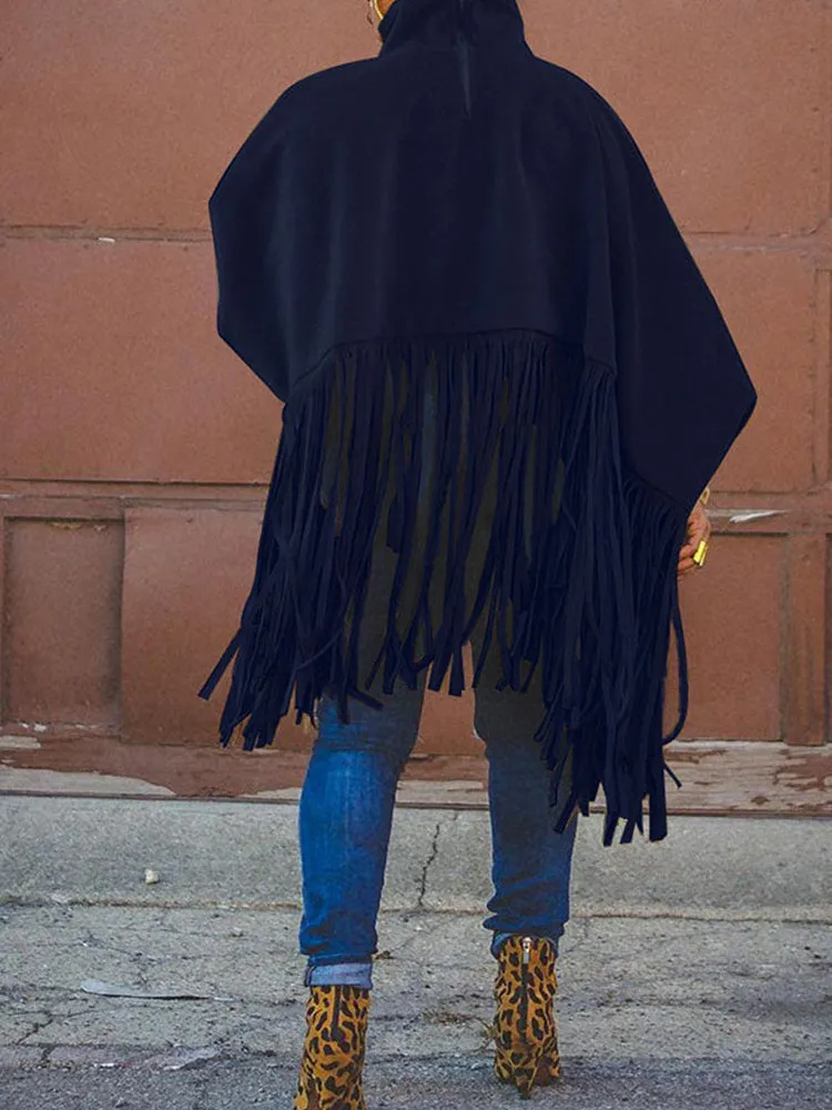 Solid Flounce Graceful Turndown Collar Coat