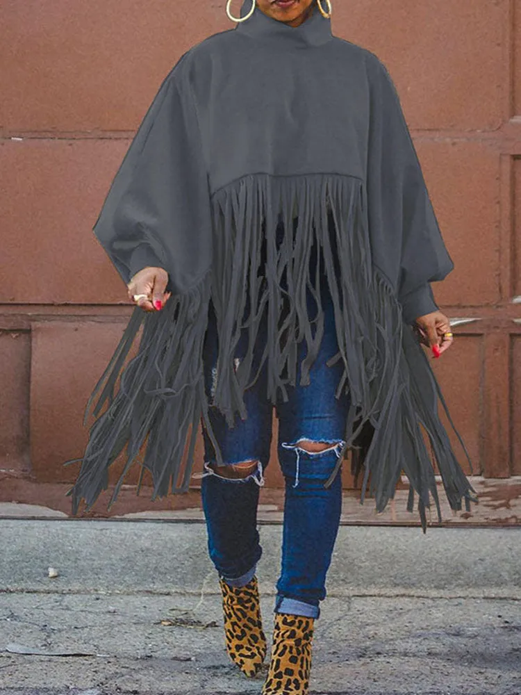 Solid Flounce Graceful Turndown Collar Coat