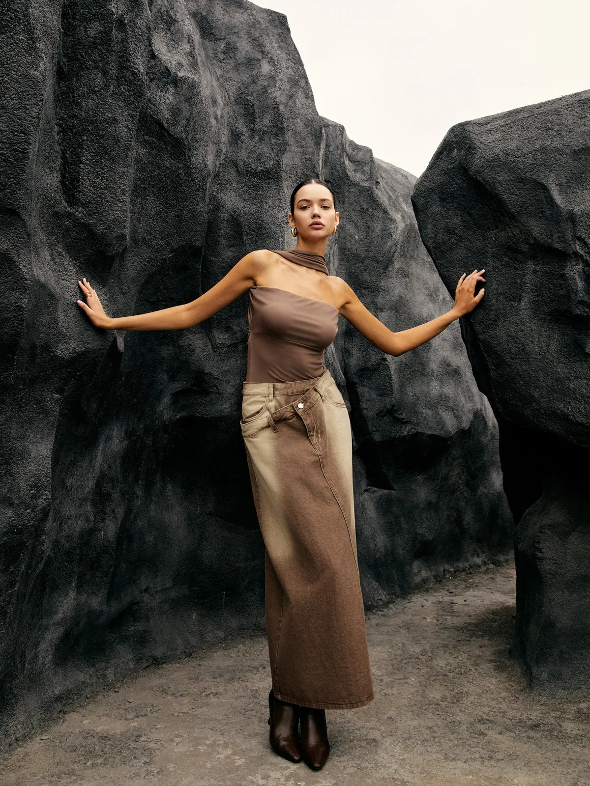 Solid Jersey Graceful Halter Tube Top