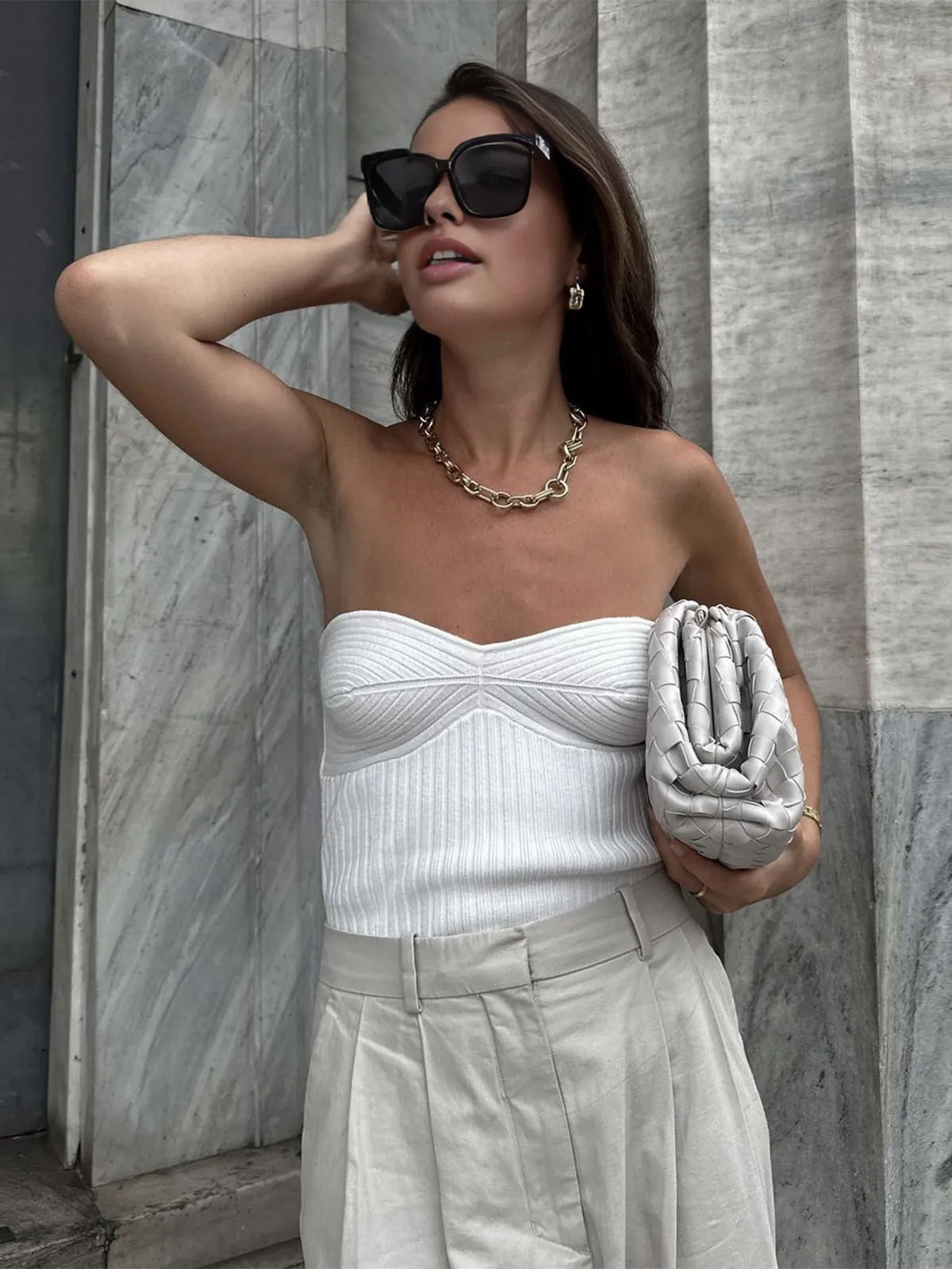 Solid Ribbed Graceful Tube Top