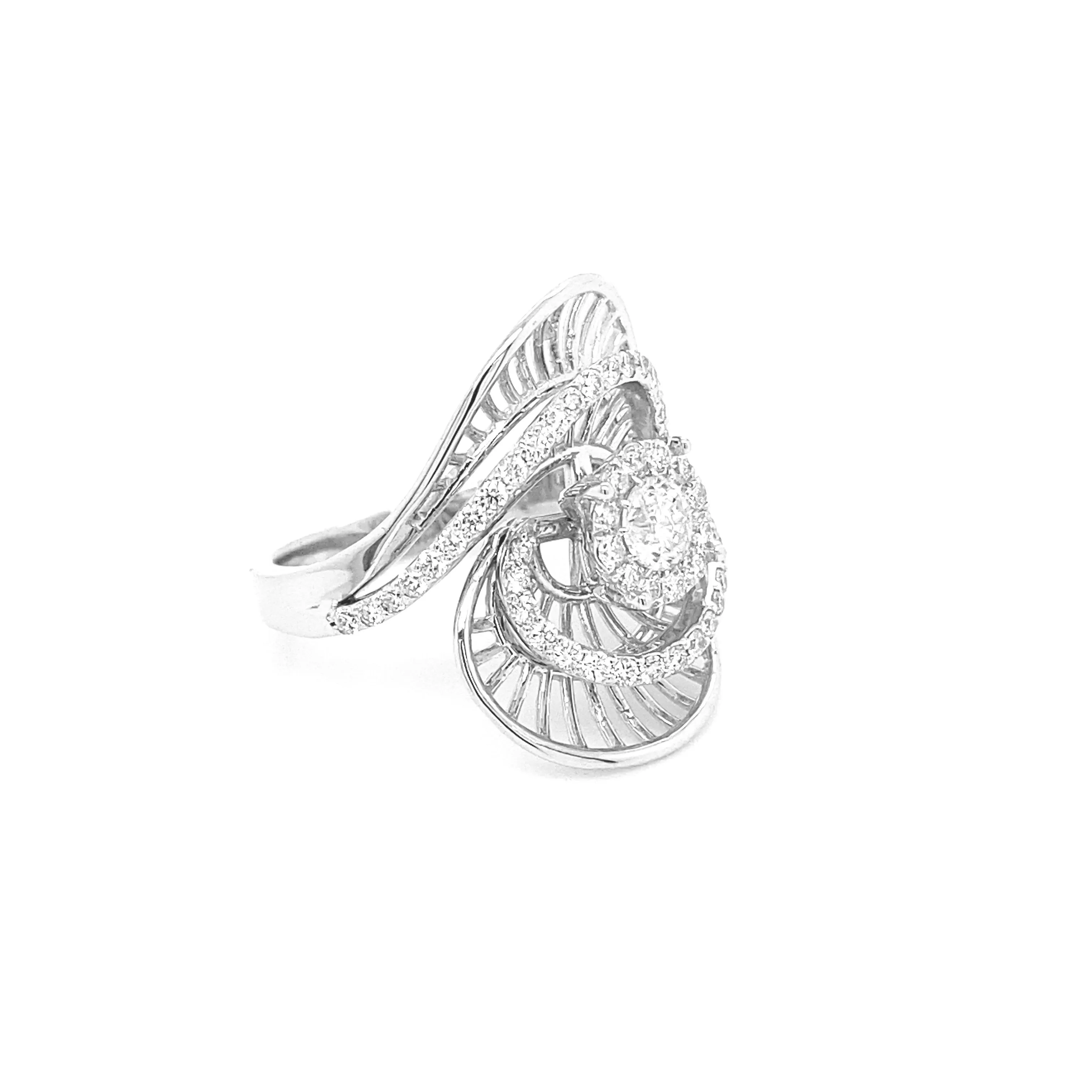 Spiral Round Diamond Ring R013N