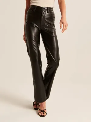 Straight Leg Graceful Faux Leather Pants