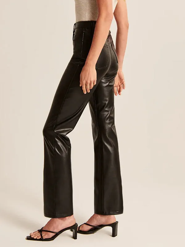Straight Leg Graceful Faux Leather Pants