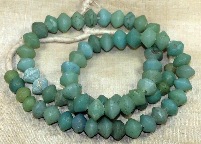 Strand of Large Seafoam Green Vaseline Beads from the 1800s