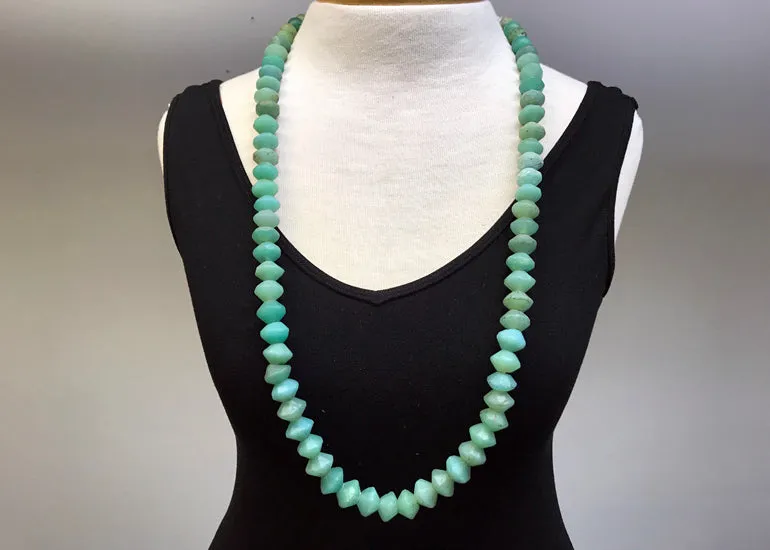 Strand of Large Seafoam Green Vaseline Beads from the 1800s