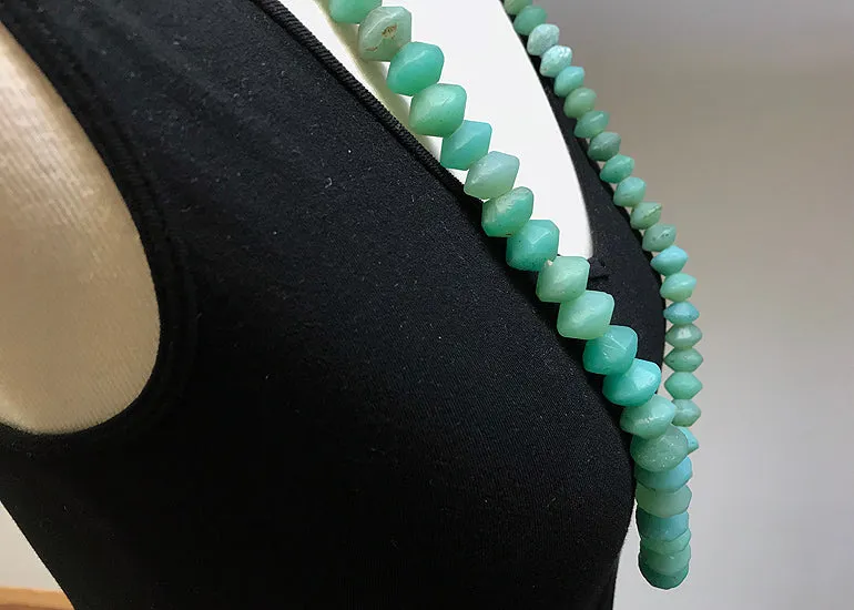 Strand of Large Seafoam Green Vaseline Beads from the 1800s