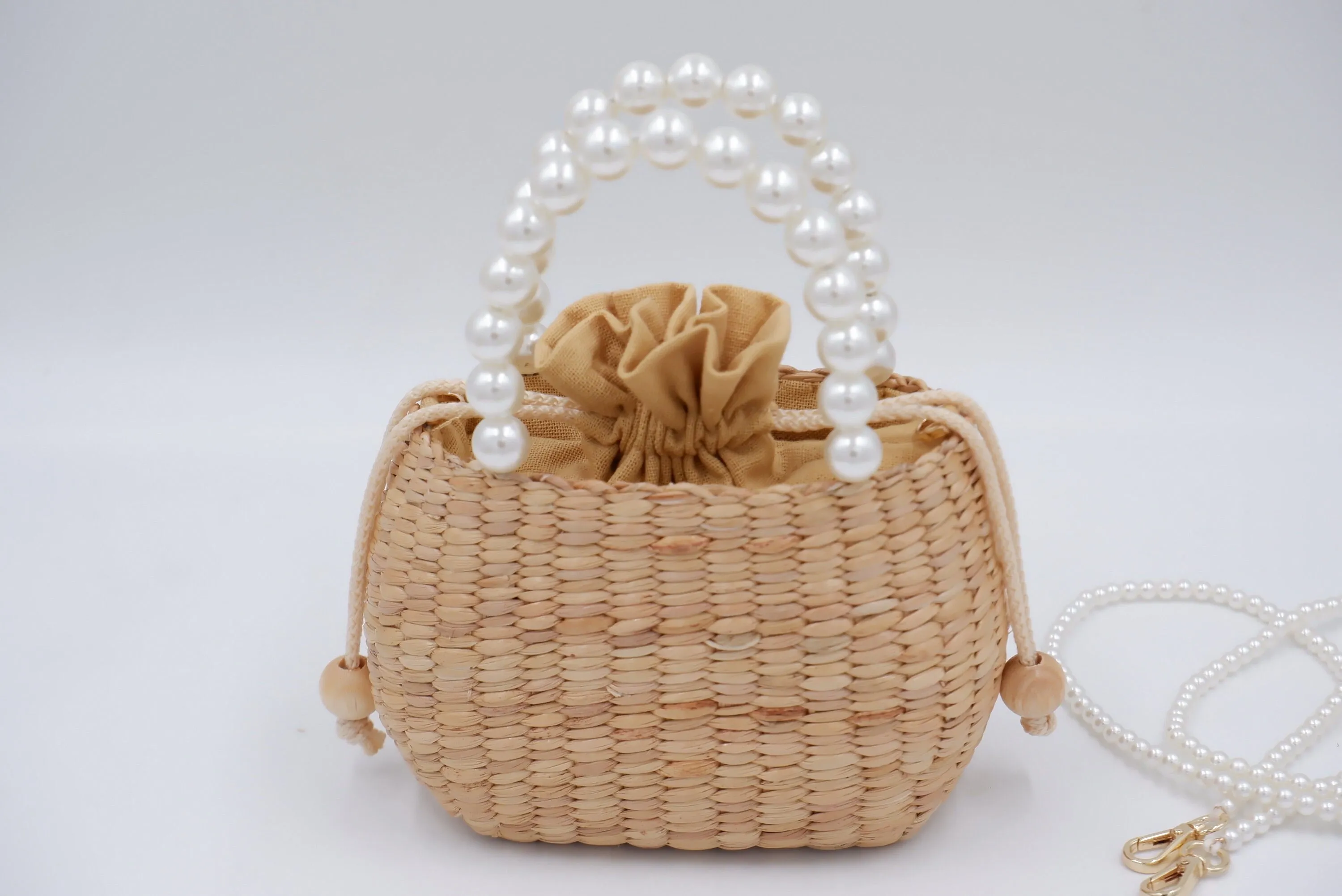 straw bag for kid, kids purse, kid pearl bag