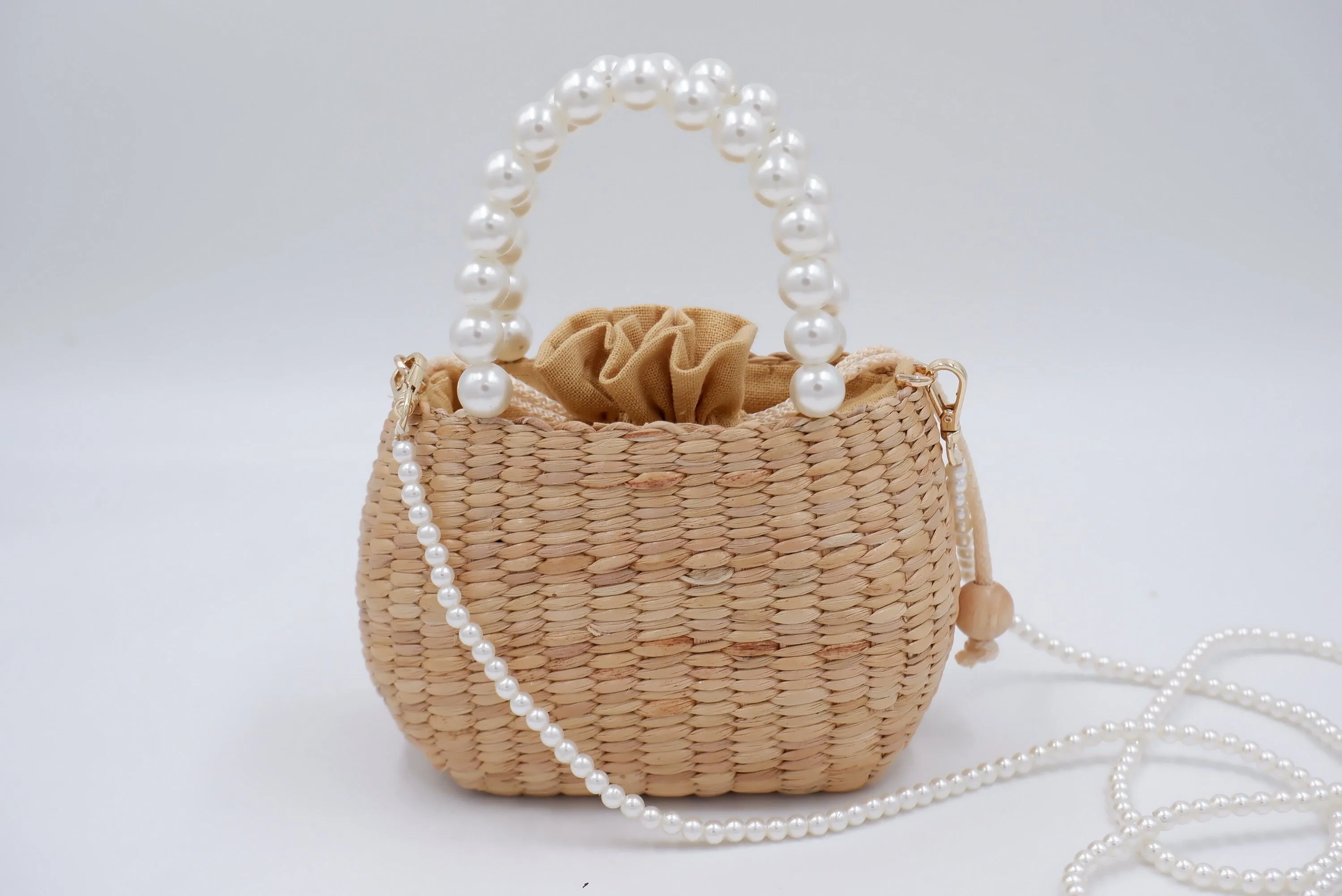 straw bag for kid, kids purse, kid pearl bag