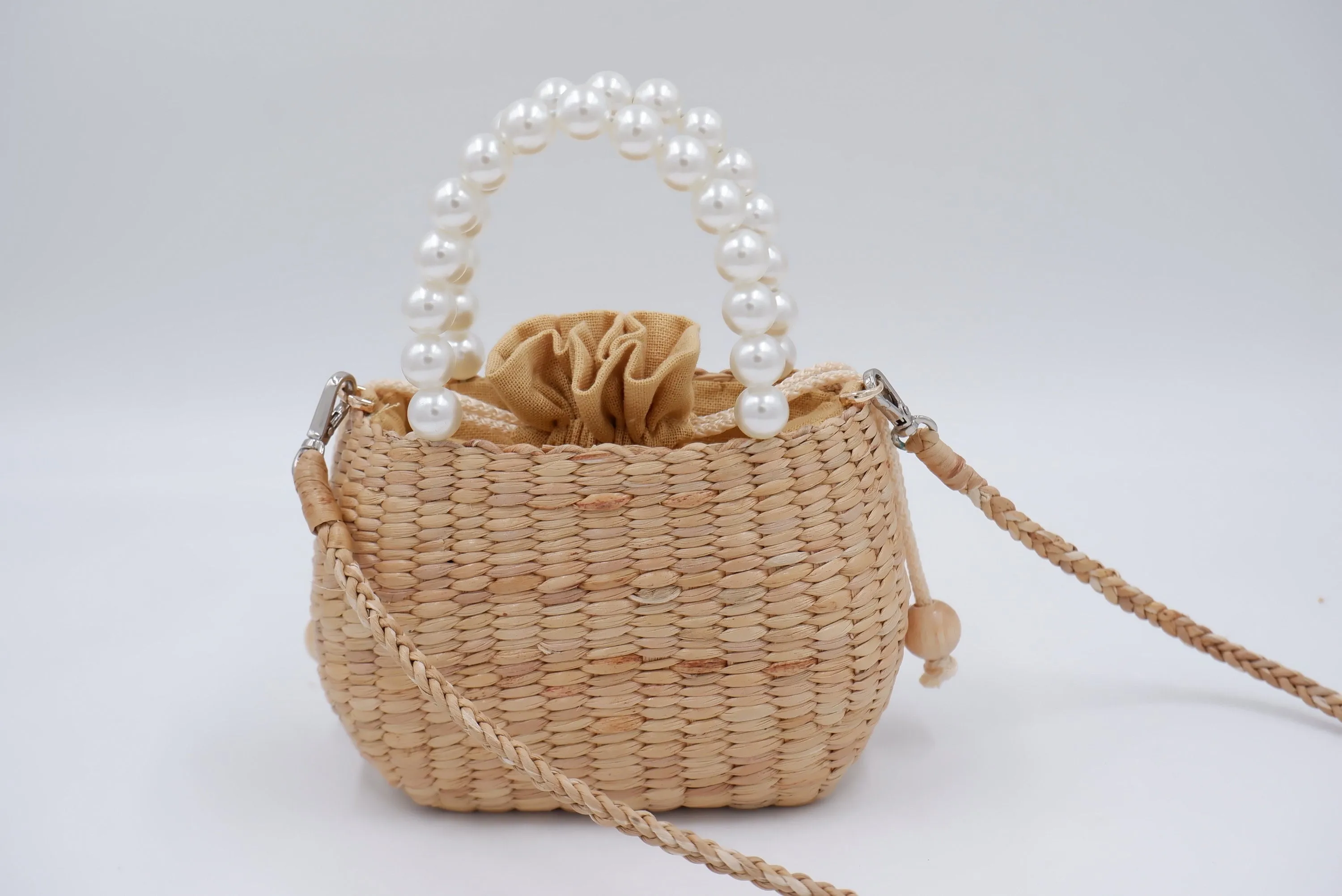 straw bag for kid, kids purse, kid pearl bag