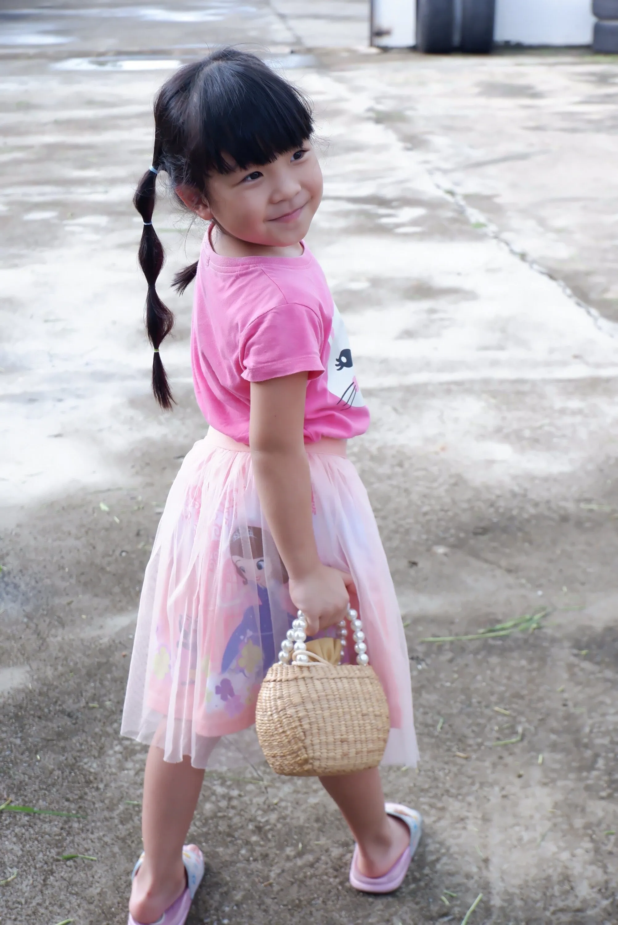 straw bag for kid, kids purse, kid pearl bag