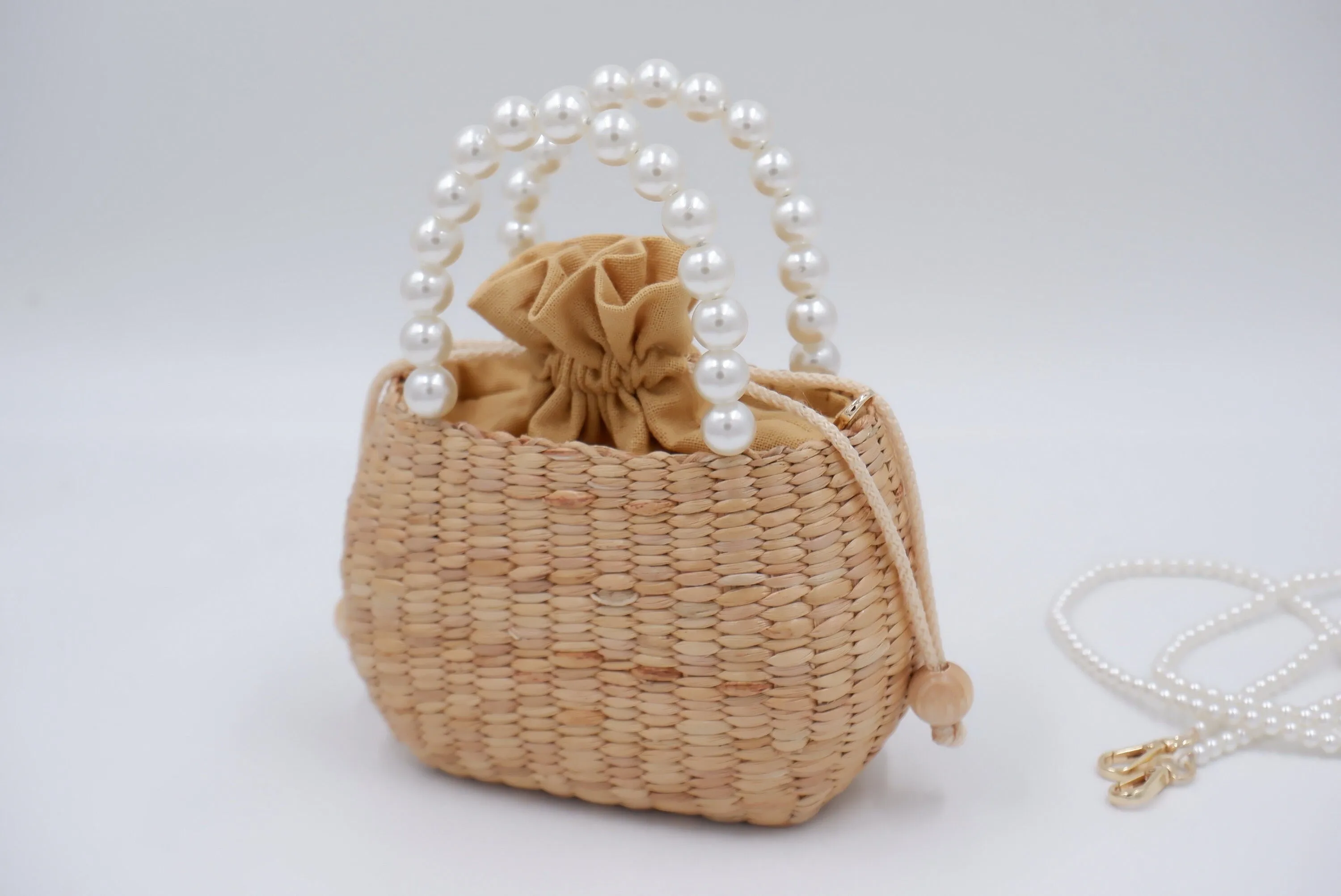 straw bag for kid, kids purse, kid pearl bag