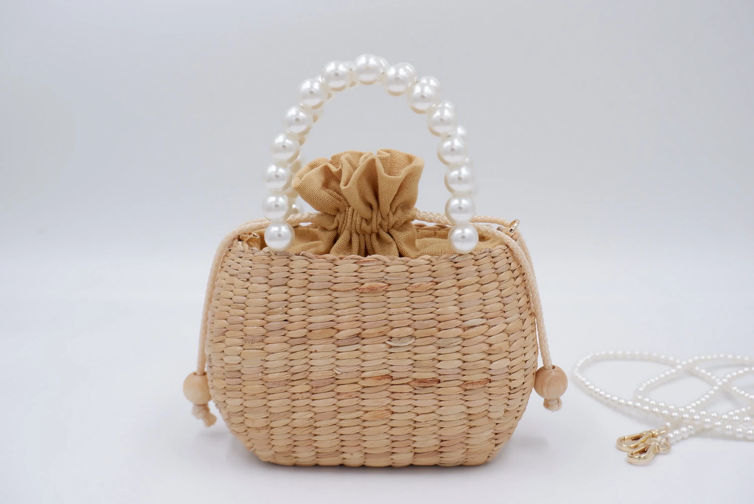 straw bag for kid, kids purse, kid pearl bag