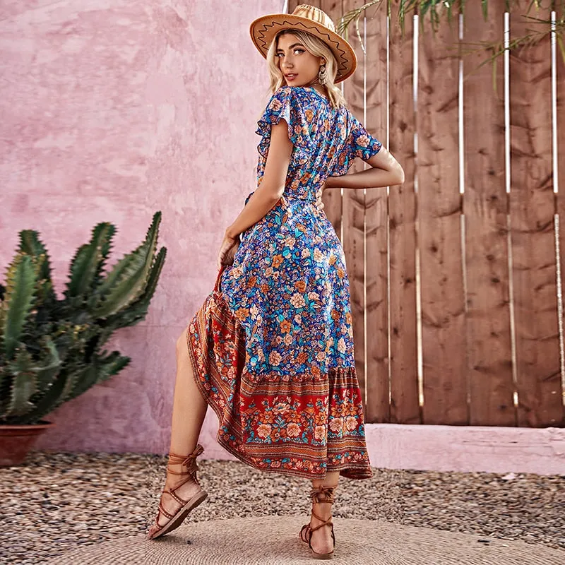 Summer Beach Graceful Floral Print Dress
