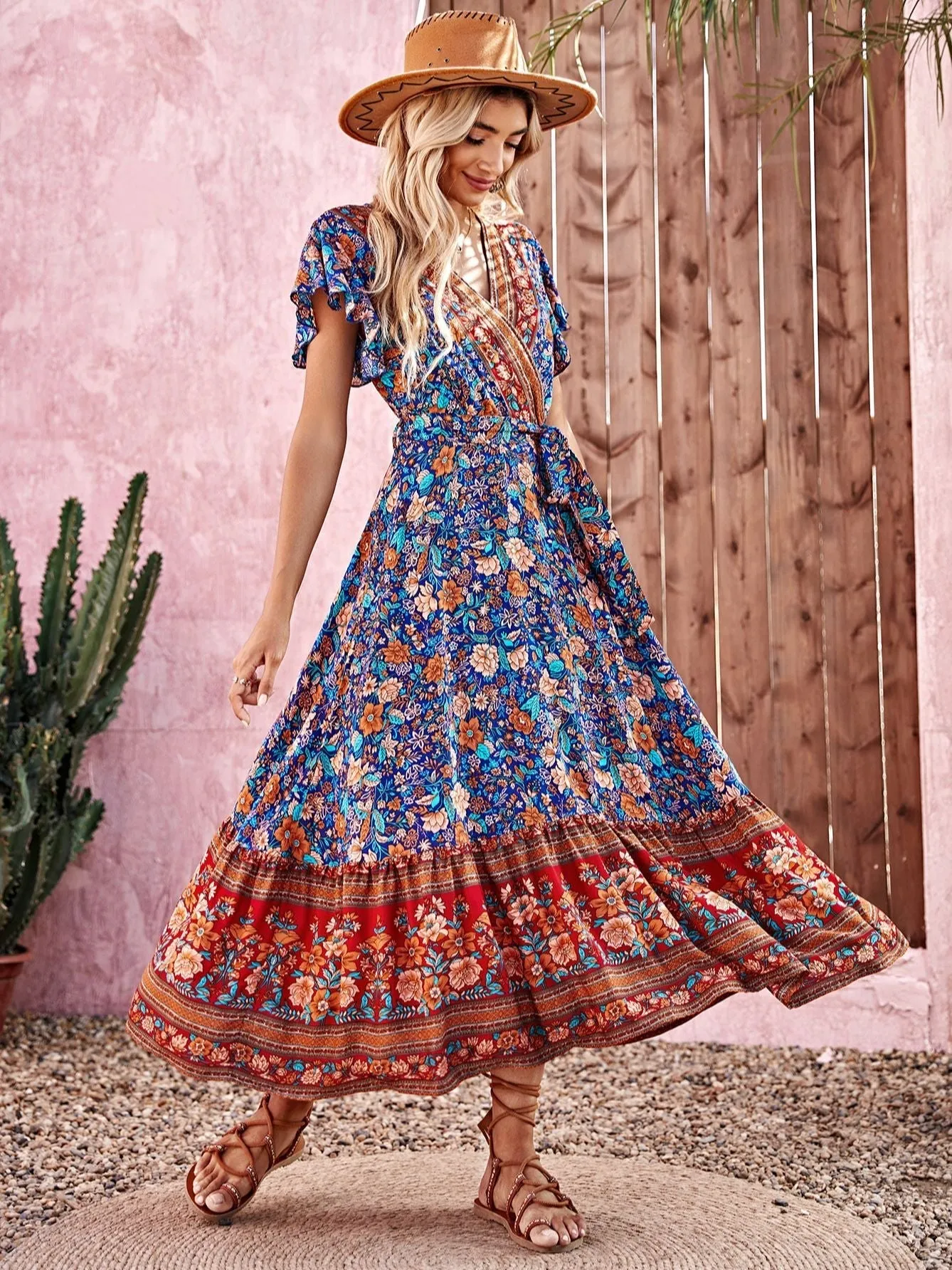 Summer Beach Graceful Floral Print Dress