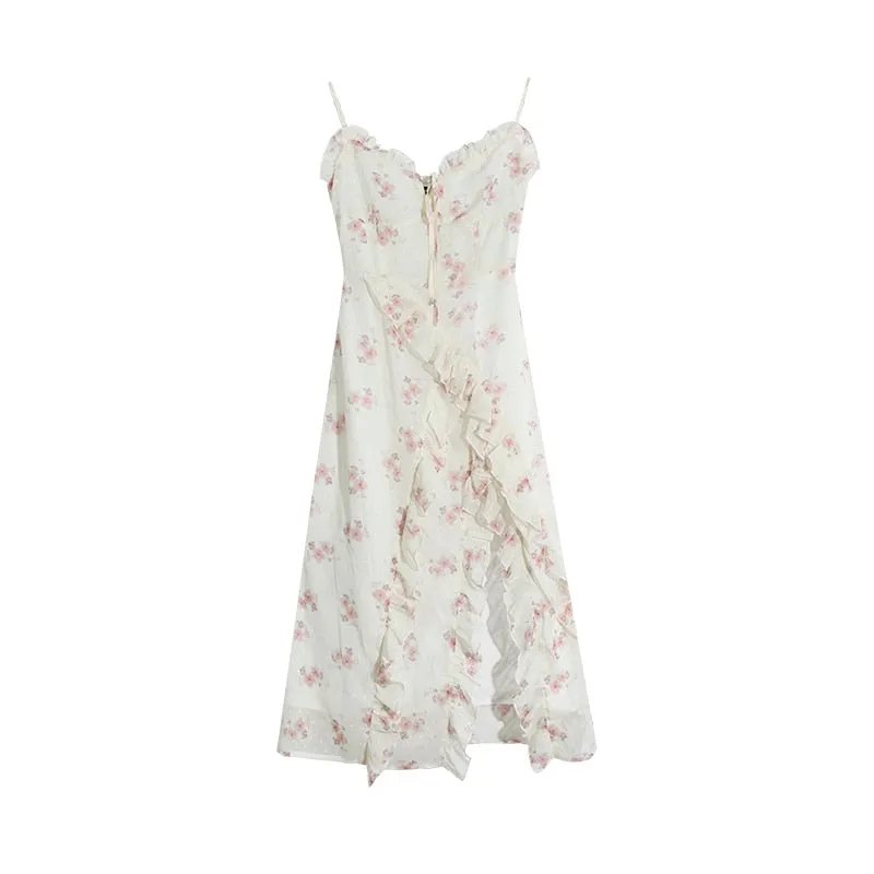 Summer Floral Graceful Sleeveless Midi Dress