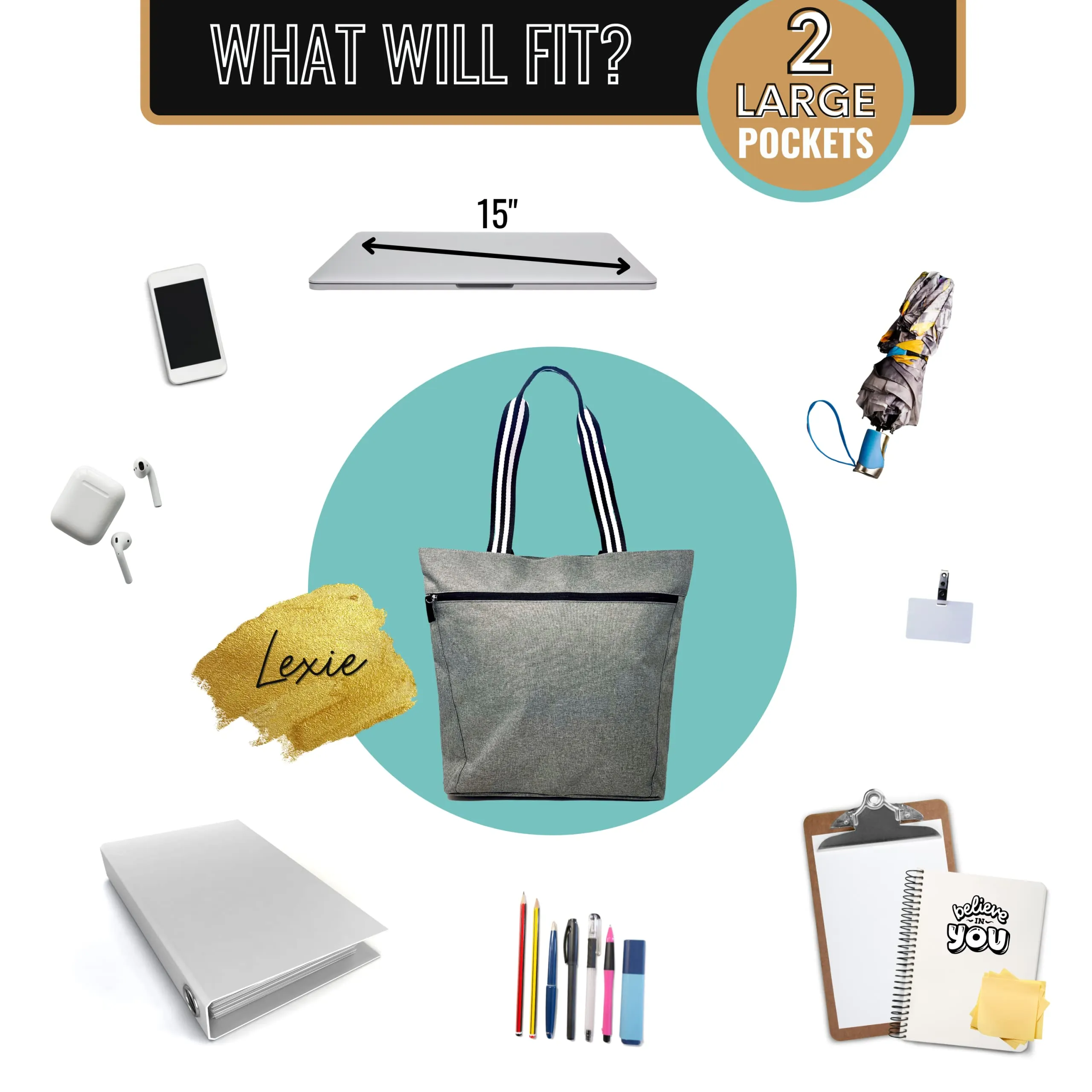 Teach Love Inspire Lexie Teal Tote Bag for Teachers - Outlet Deal Utah