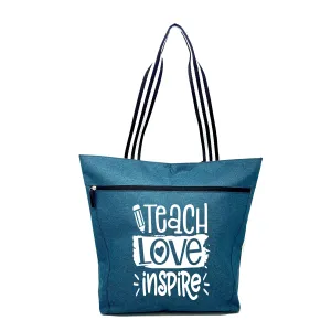 Teach Love Inspire Lexie Teal Tote Bag for Teachers - Outlet Deal Utah