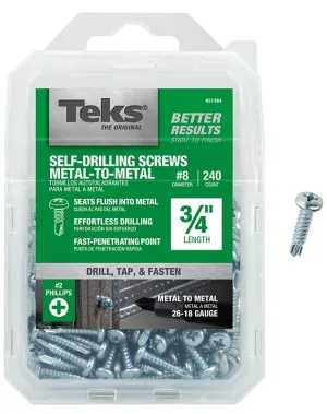 Teks 21364 Screw, #8 Thread, 3/4 in L, Coarse Thread, Pan Head, Phillips Drive, Self-Drilling, Self-Tapping Point, Steel :PK240: QUANTITY: 1