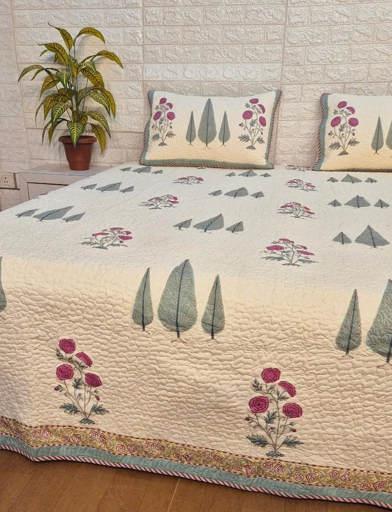 The Artistic Pattern - Hand Blocked Quilted Bedcover