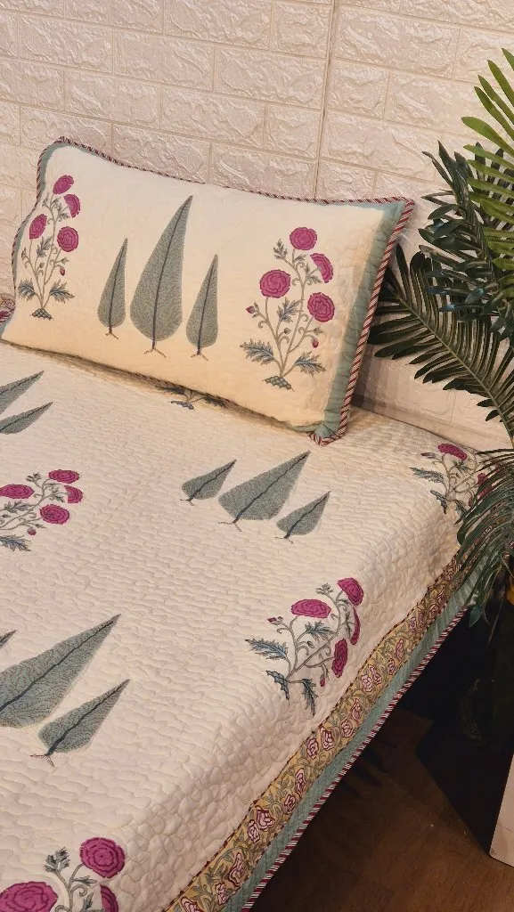 The Artistic Pattern - Hand Blocked Quilted Bedcover