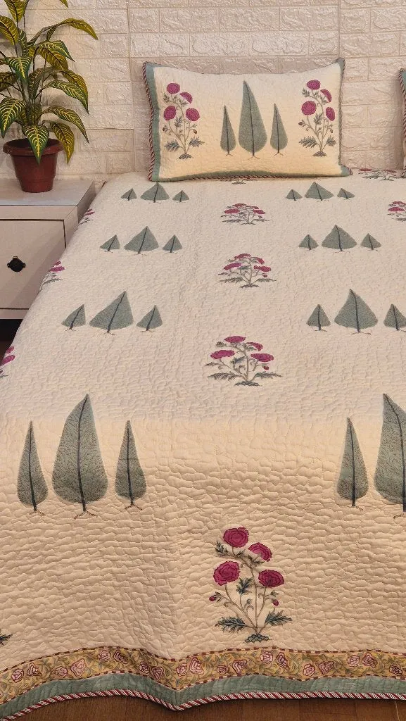 The Artistic Pattern - Hand Blocked Quilted Bedcover