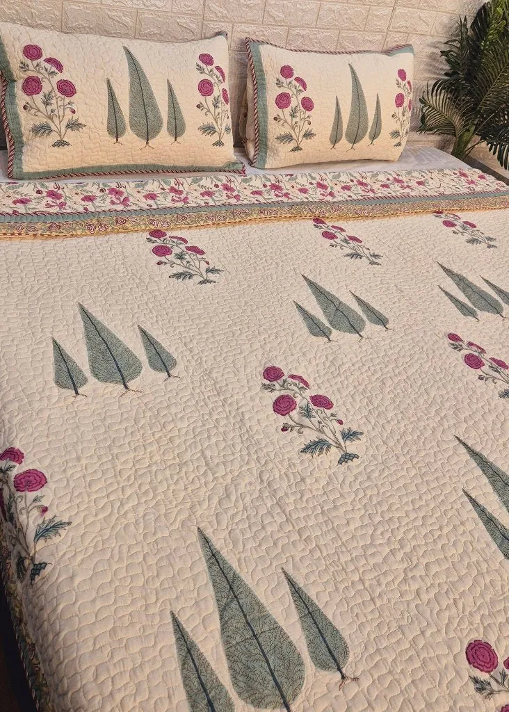 The Artistic Pattern - Hand Blocked Quilted Bedcover