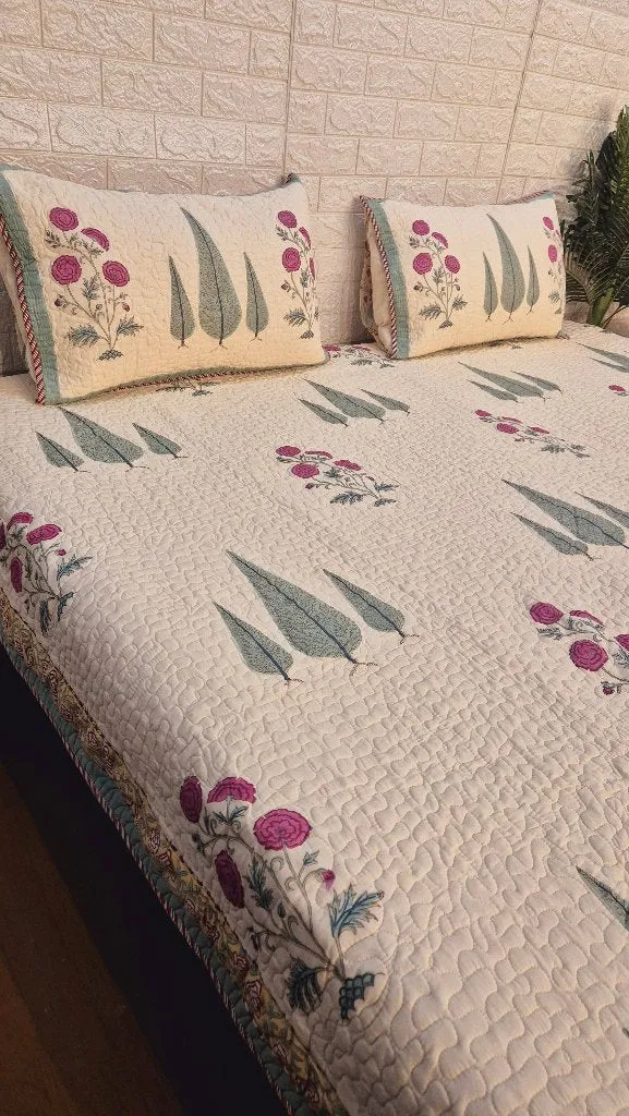 The Artistic Pattern - Hand Blocked Quilted Bedcover