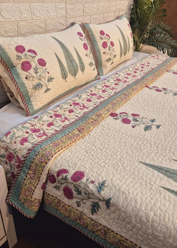 The Artistic Pattern - Hand Blocked Quilted Bedcover