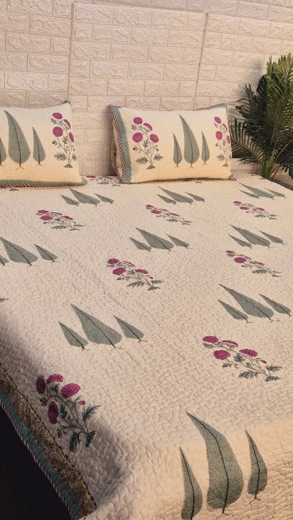The Artistic Pattern - Hand Blocked Quilted Bedcover