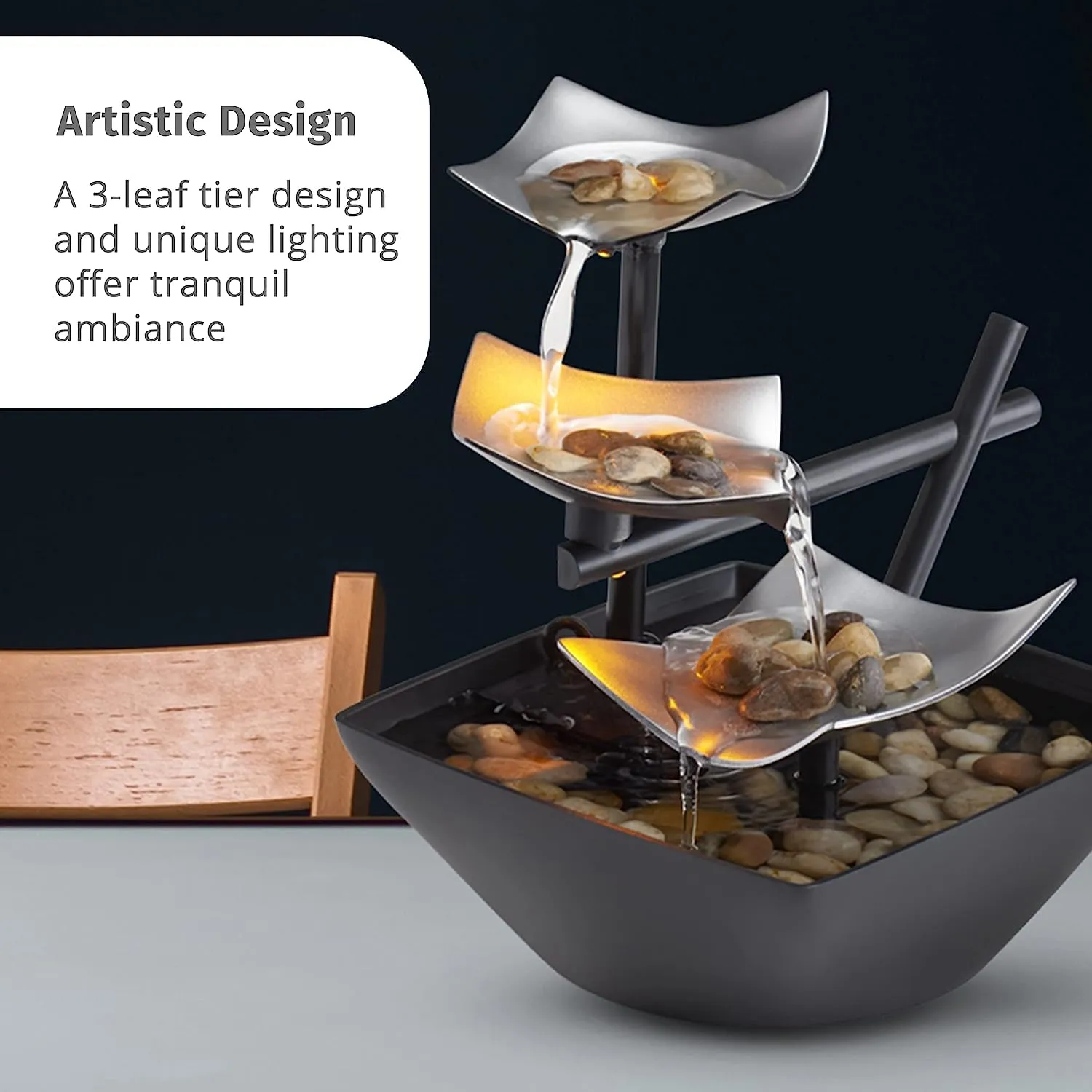 The Artment Your Artistic Apartment Modern Art Zen Water Fountain for Decor | Showpiece Fountain for Living Room, Table Decor, Bedroom, Office - 20 Inches