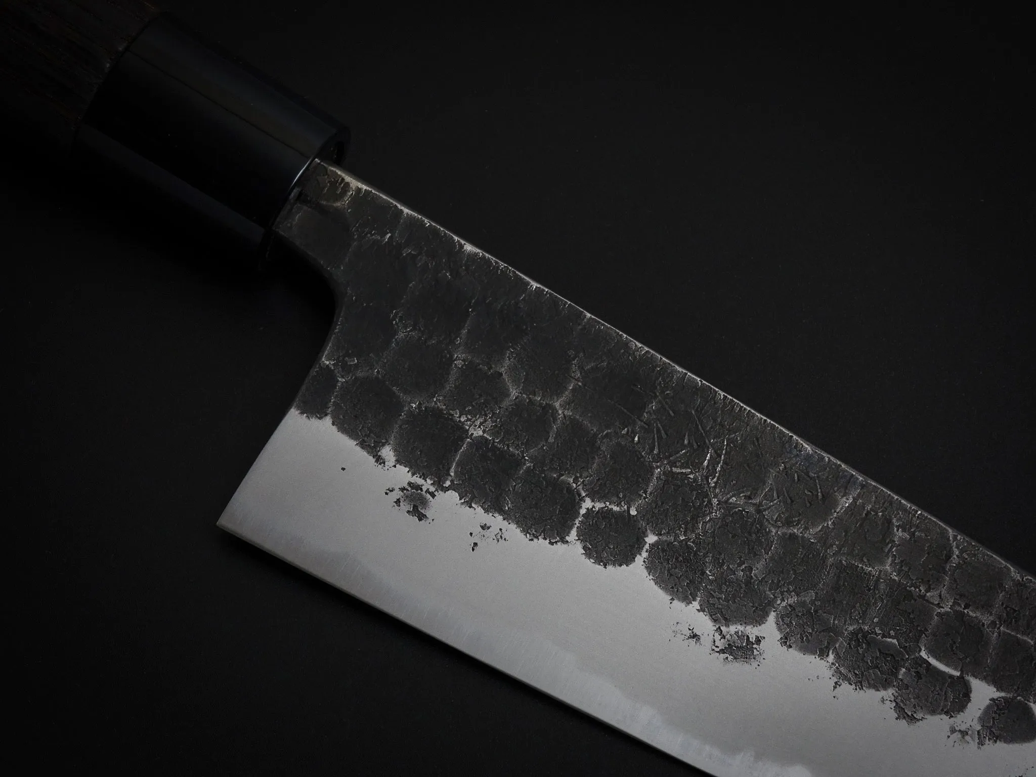 TOSHIHIRO V-2 KUROUCHI HAMMERED NASHIJI SANTOKU KNIFE 165MM CHESTNUT HANDLE