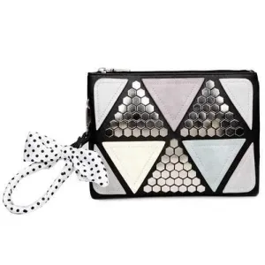Trendy Metal and Triangles Design Crossbody Bag For Women - Black