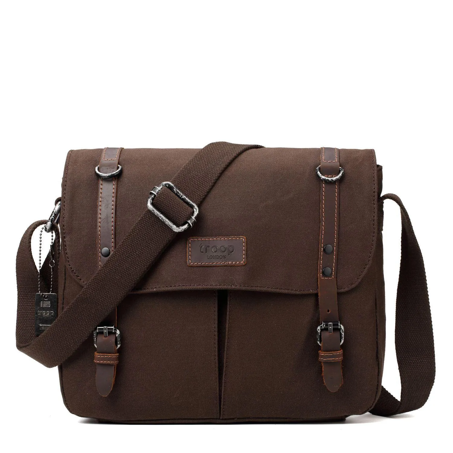 TRP0426 Troop London Heritage Canvas Messenger Bag, Canvas Satchel, Tablet Friendly Shoulder Bag